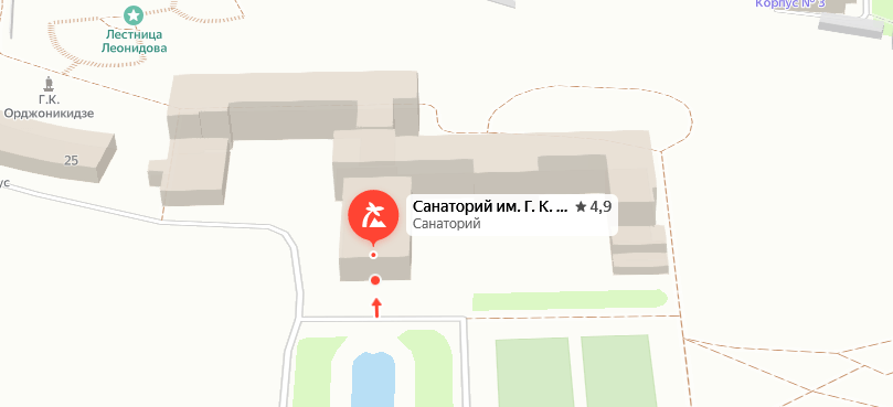 Санаторий «им. Г.К. Орджоникидзе» на карте 